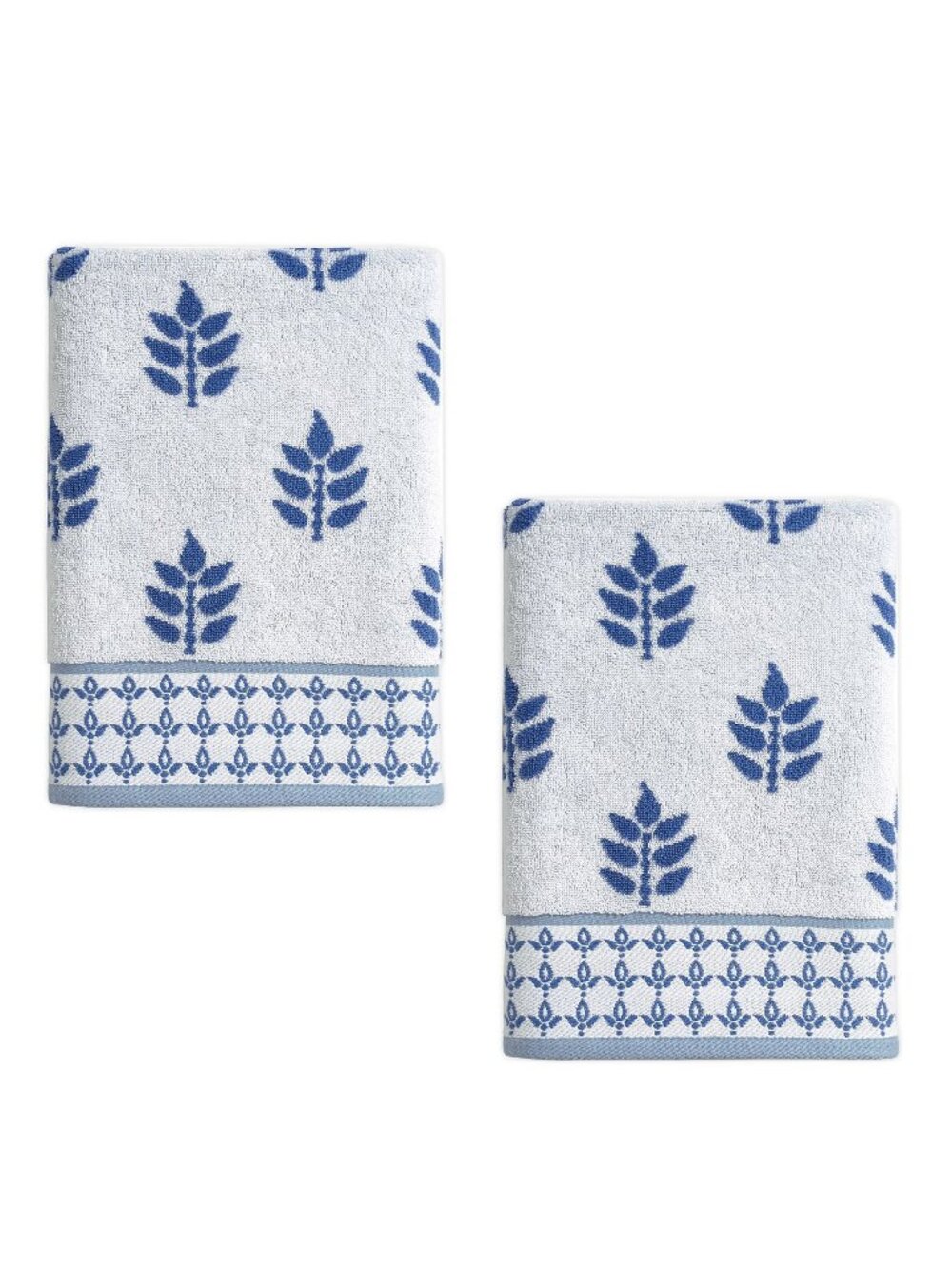 2 brand new BLUE LEAF Style Lounge 100% Cotton 27x54" Bath Towels
